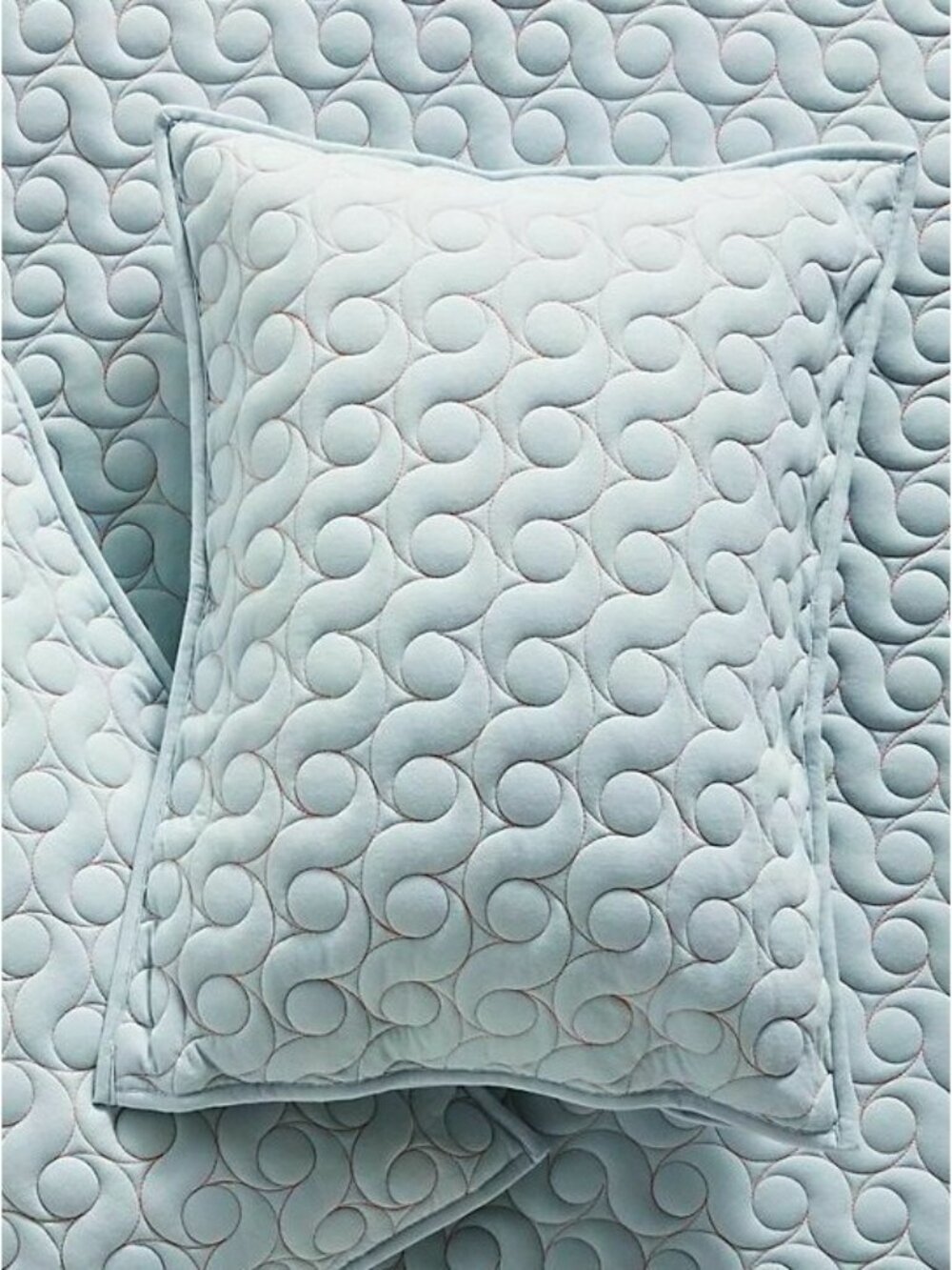 Anthropologie Embroidered Light Blue Ainsley Standard Sham Textured Quilted NEW